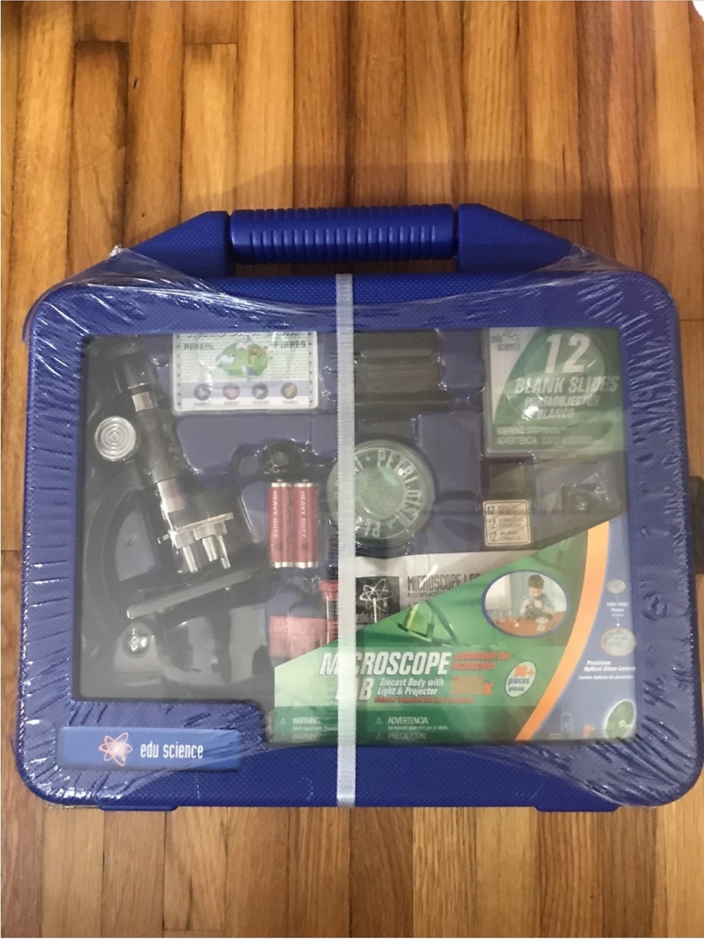 Edu Science Blue Kids Microscope Kit with Carrying Case